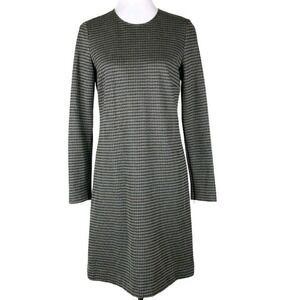 Theory Wynter Shift Dress Gray Black Houndstooth Long Sleeve Knit Sz 4 Office